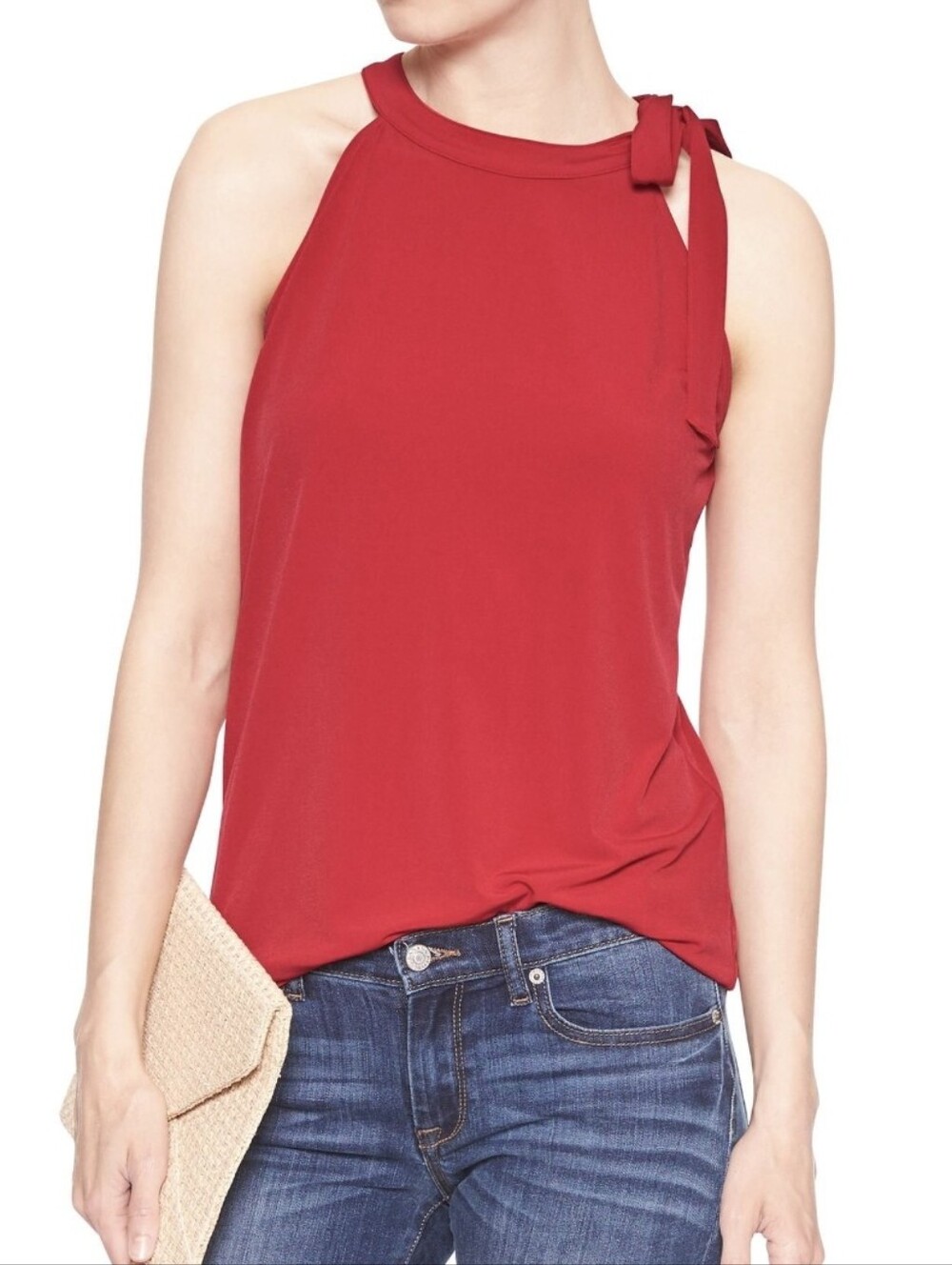 Banana Republic Bow Halter Top In Dark Purple